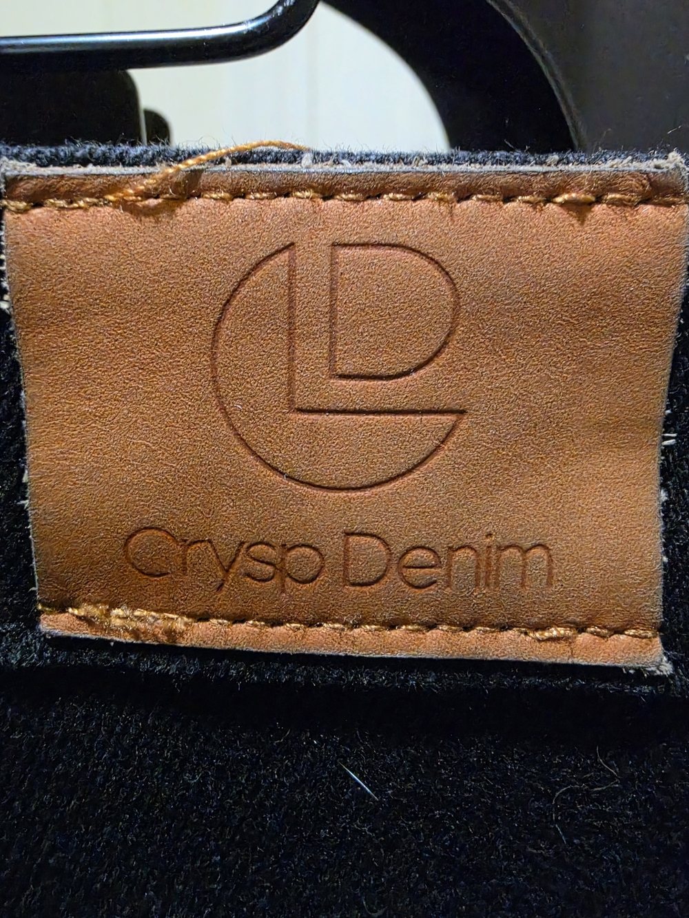 Crysp Denim Men’s Slim Straight Jeans - Brown Leather Patch